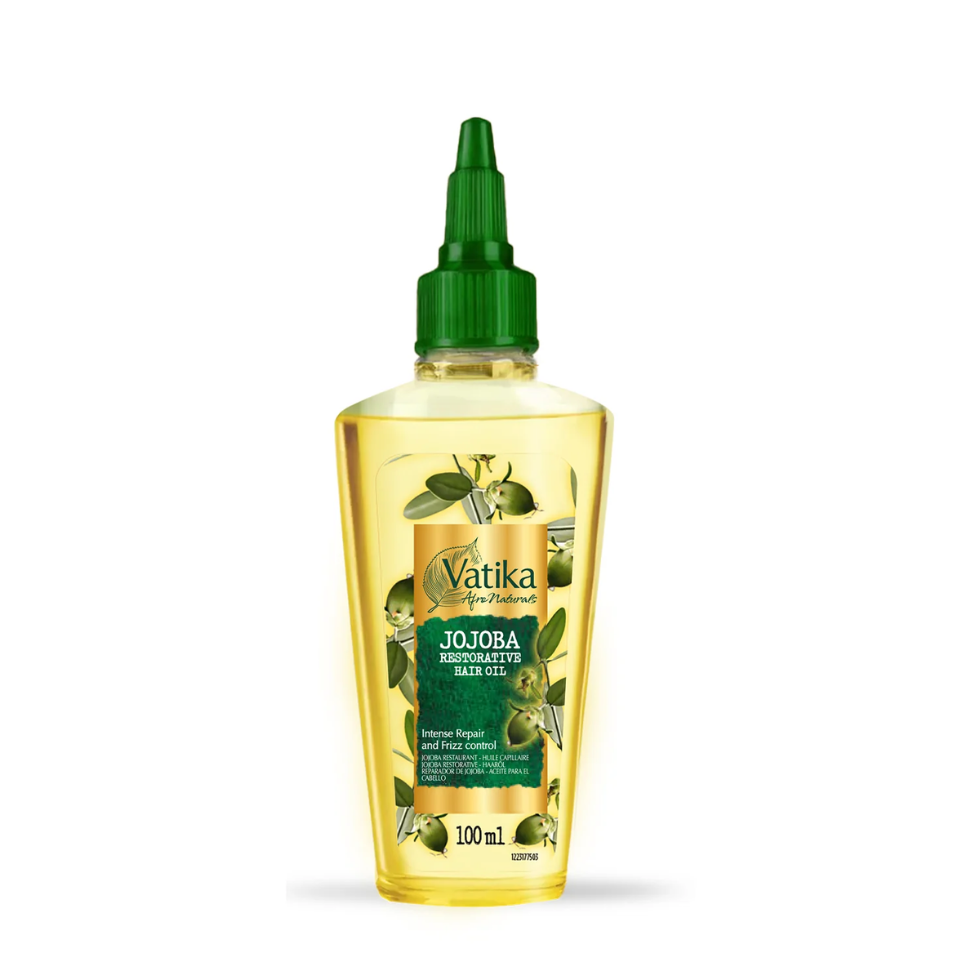 Vatika curls jojoba hair oil 100ml for hydration repair frizz control smooth shiny healthy hair	