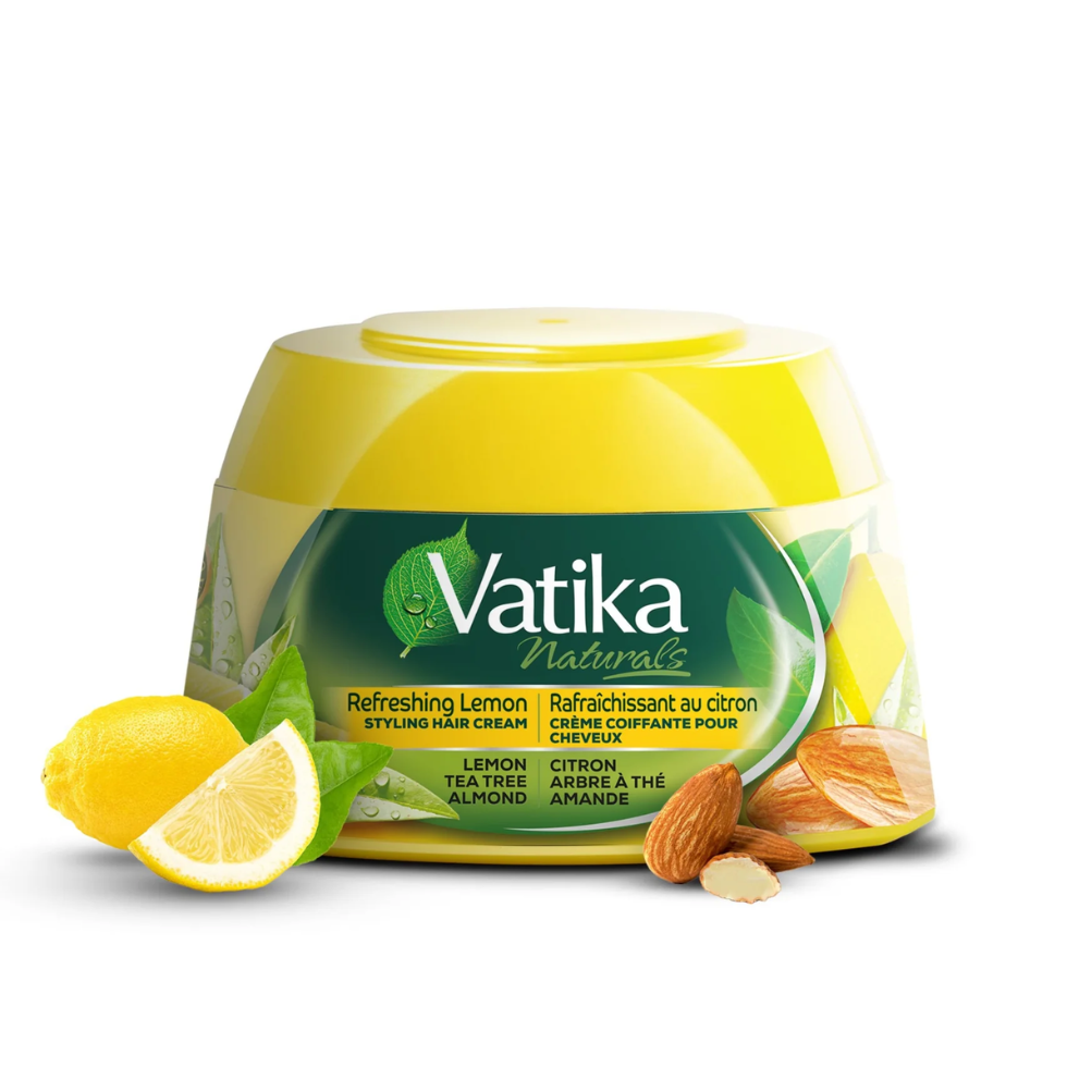 Vatika lemon hair cream 210ml for refreshing hydrating frizz control smooth shiny hair