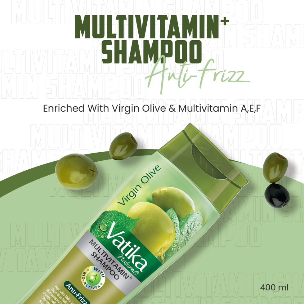 Vatika olive multivitamin shampoo for smooth frizz free soft shiny healthy hair