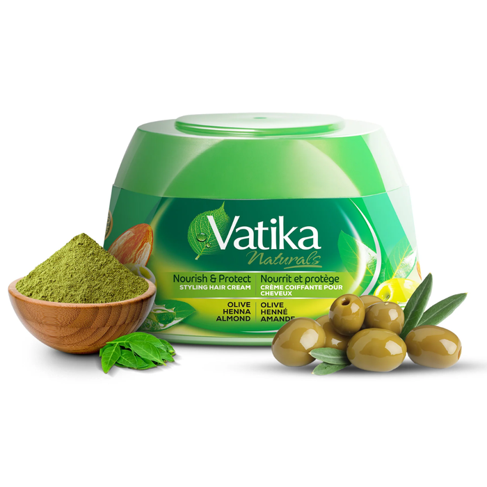Vatika olive nourish protect hair cream 210ml for hydrating smooth soft shiny healthy hair