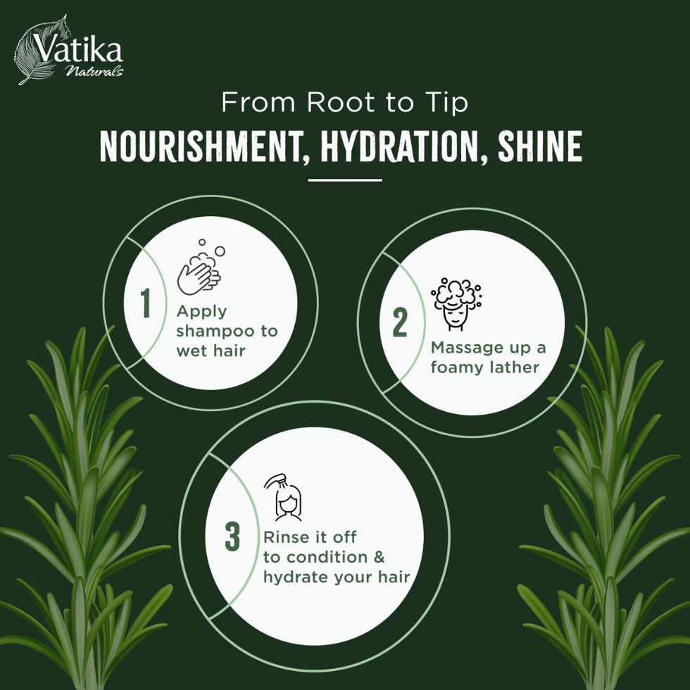 Vatika rosemary shampoo 425ml for strengthening refreshing smooth shiny healthy hair