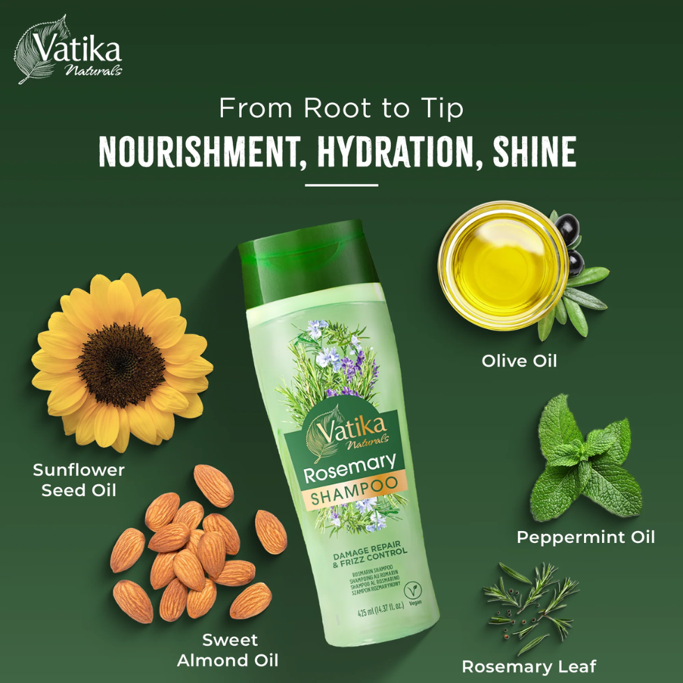 Vatika rosemary shampoo 425ml for strengthening refreshing smooth shiny healthy hair