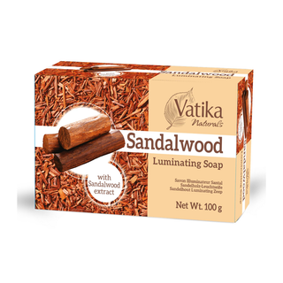 Vatika sandalwood soap for nourishing brightening smooth glowing skin with calming fragrance