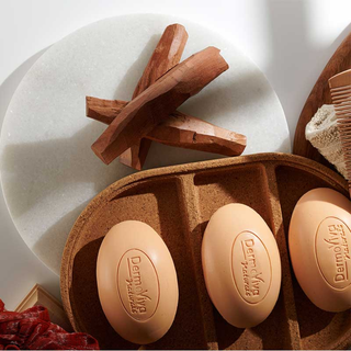 Vatika sandalwood soap for nourishing brightening smooth glowing skin with calming fragrance