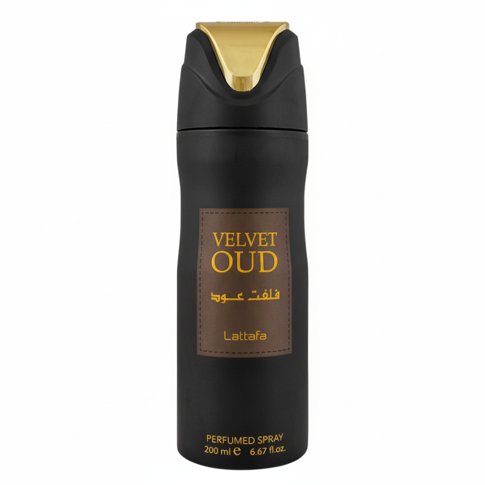 Velvet Oud deodorant body spray 200ml rich oud musky woody unisex perfume by Lattafa
