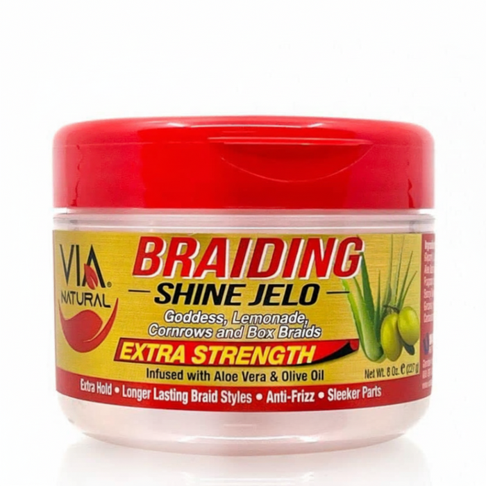 Via natural braiding shine jelo extra strength 8oz sleek hold and shine for braids styling