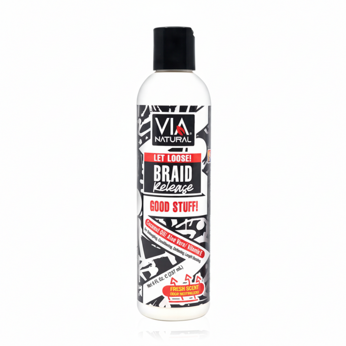 Via Natural Braid Detangler 8oz | Coconut Oil & Aloe Vera Frizz-Free Braids Care