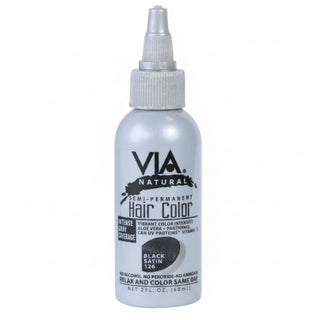 via natural 128 satin black semi permanent hair colour 4oz ammonia free smooth black hair dye for shiny elegant salon look