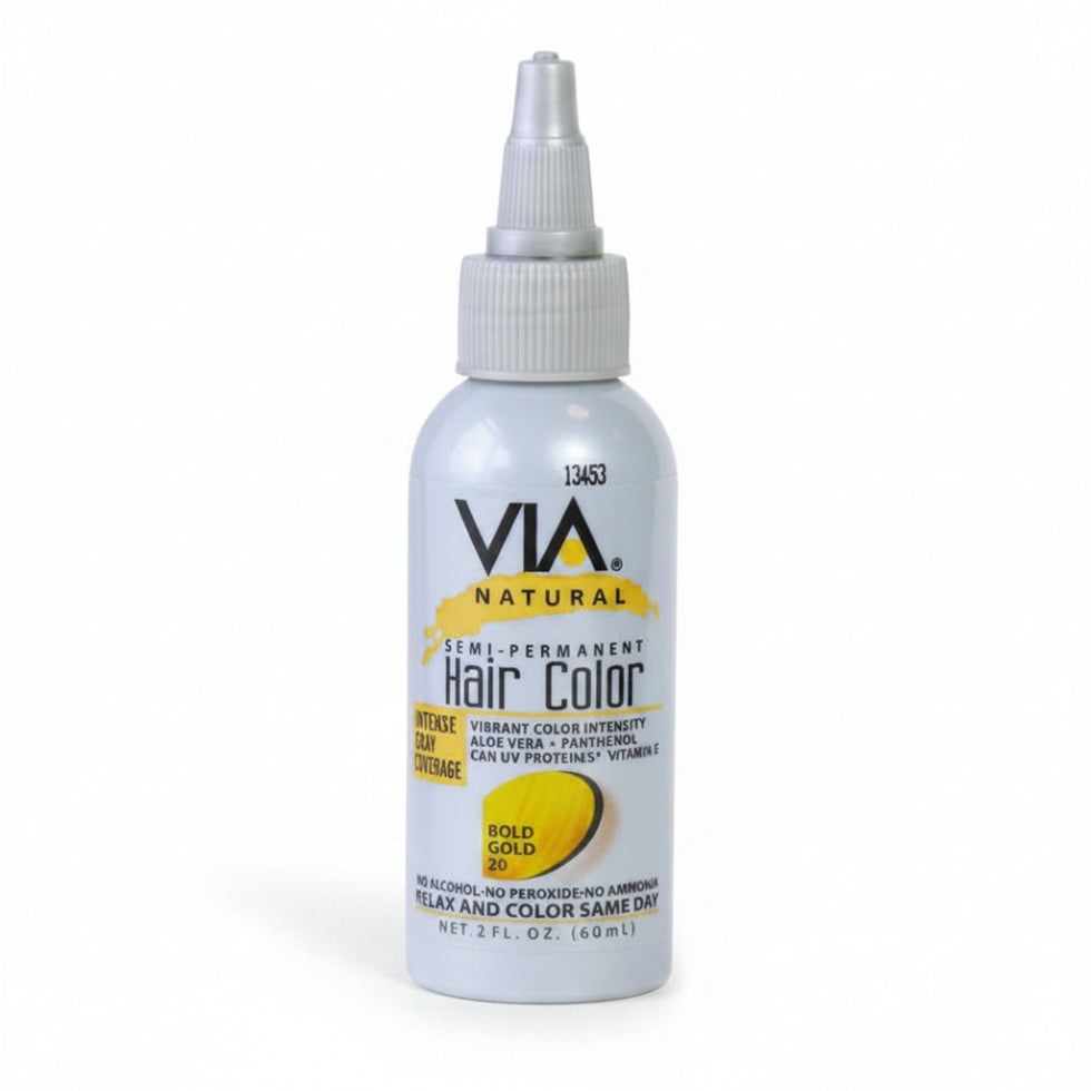 via natural 20 bold gold semi permanent hair colour 4oz ammonia free gold tone hair dye for shiny radiant natural look