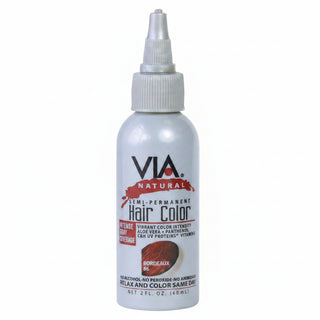 via natural 86 bordeaux semi permanent hair colour 4oz ammonia free deep wine red hair dye for shiny vibrant salon look