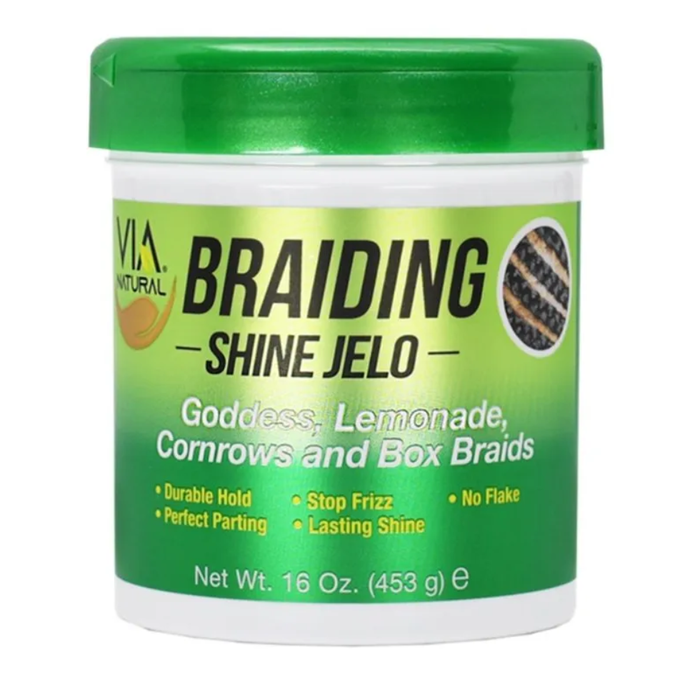Via Natural Braid Shine Jelo Regular 16oz | Smooth Hold & Shine for Braids