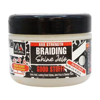 Via Natural XXX strength braiding shine jelo 8oz for strong hold shine and frizz control