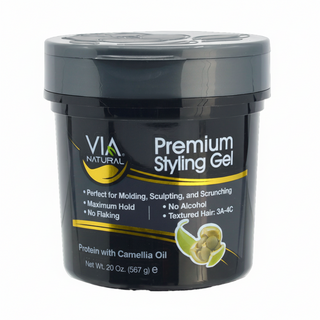 Via Naturals protein styling gel with camellia oil 20oz for max hold shine and control