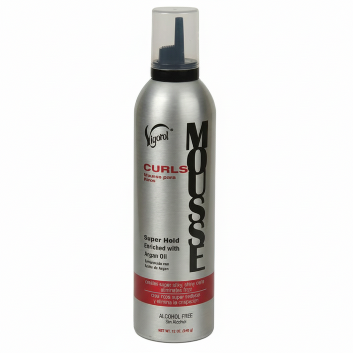 Vigorol Curls Mousse Super Hold 354ml argan oil styling foam for defined frizz free bouncy curls