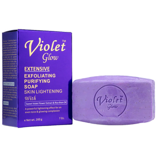 violet glow exfoliating soap 200g purifying brightening care cleansing bar smooth radiant skin skincare soap