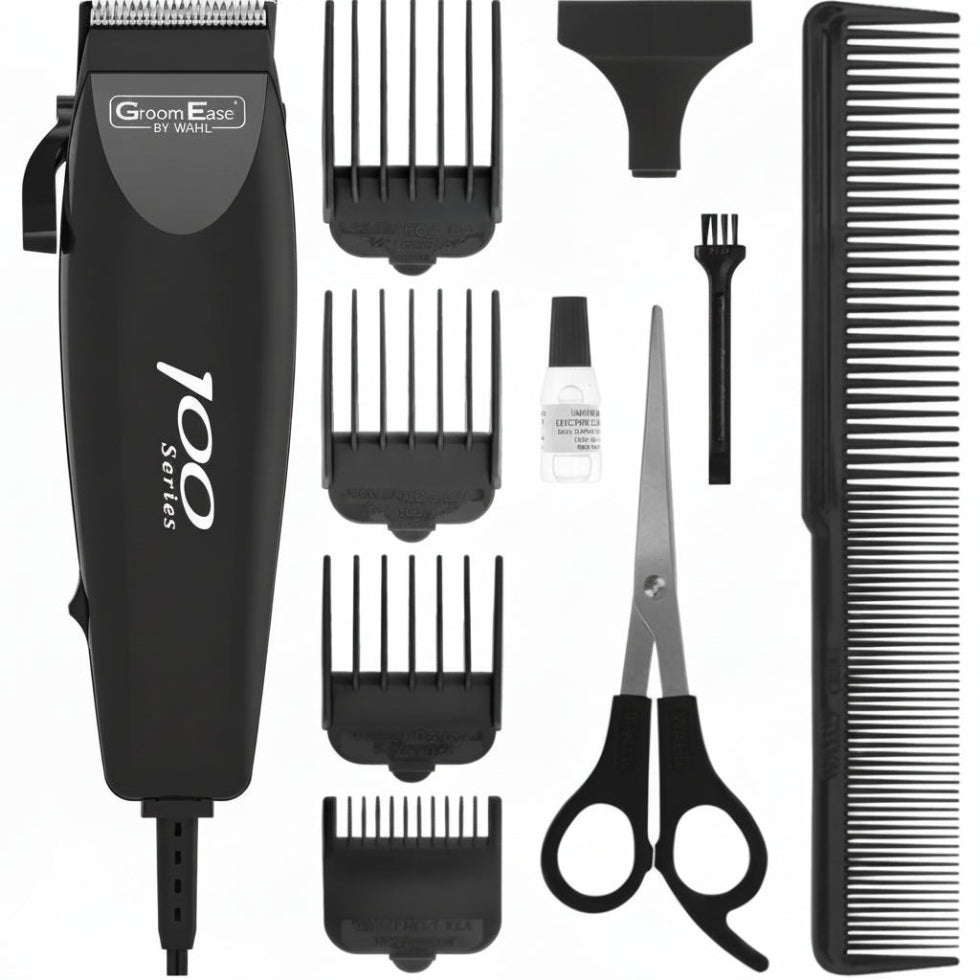 wahl groom ease 100 series clipper 10 piece grooming kit home haircut set