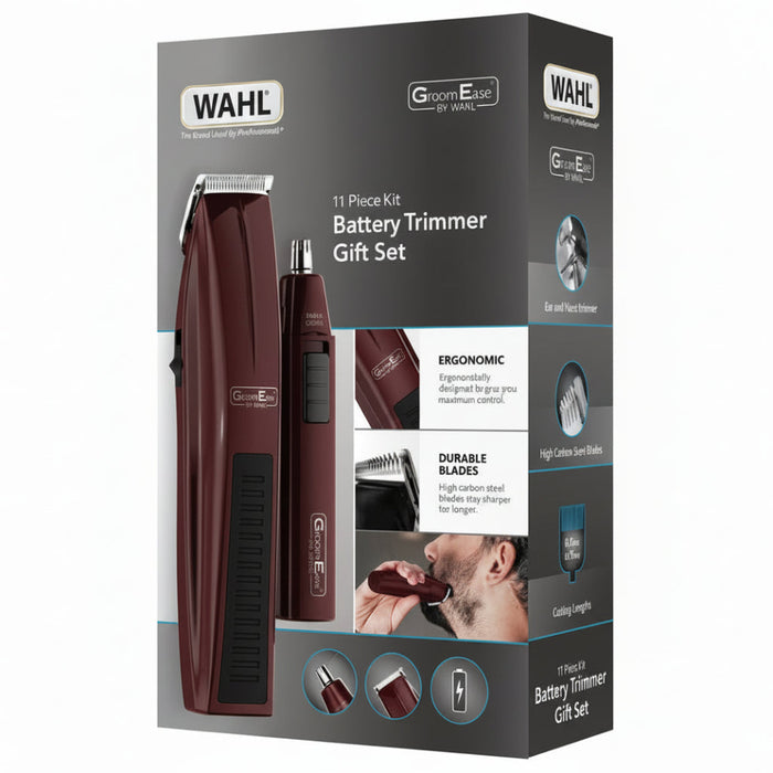 wahl groom ease battery beard personal trimmer 11 piece gift set grooming kit