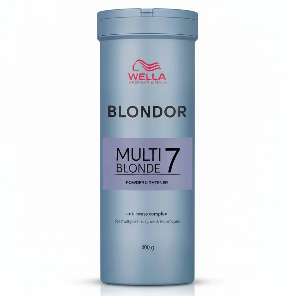 Wella Blondor Multi Blonde 7 Powder Lightener 400g for professional blonde highlights balayage and hair lightening services**