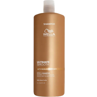 Wella Ultimate Smooth Shampoo 1000ml for frizz control smooth soft shiny hair