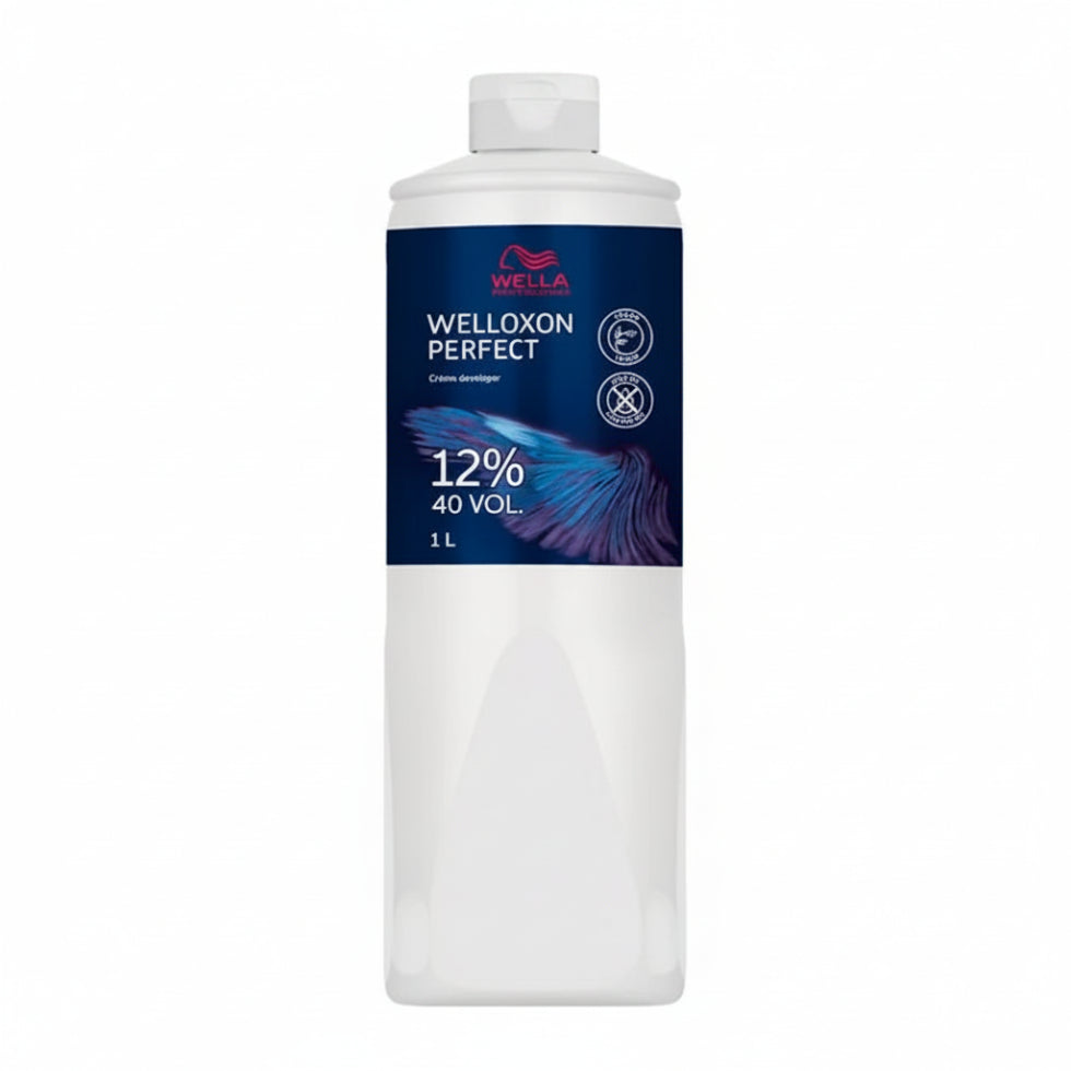 Wella Welloxon Perfect 12 Percent 40 Vol Developer 1000ml for high lift blonde hair coloring and bleaching services