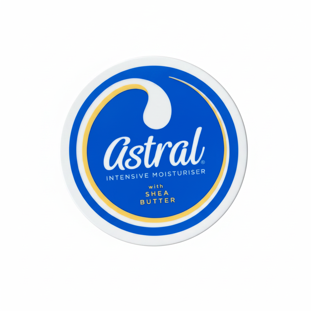 Astral face and body moisturiser cream with shea butter 200ml deep hydration skincare for soft smooth healthy skin