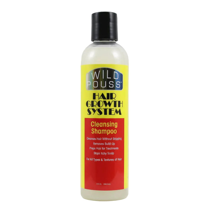 wild pouss hair growth system cleansing shampoo 236.5ml deep cleansing scalp care strengthening hydrating shampoo supports healthy hair growth soft clean manageable hair product