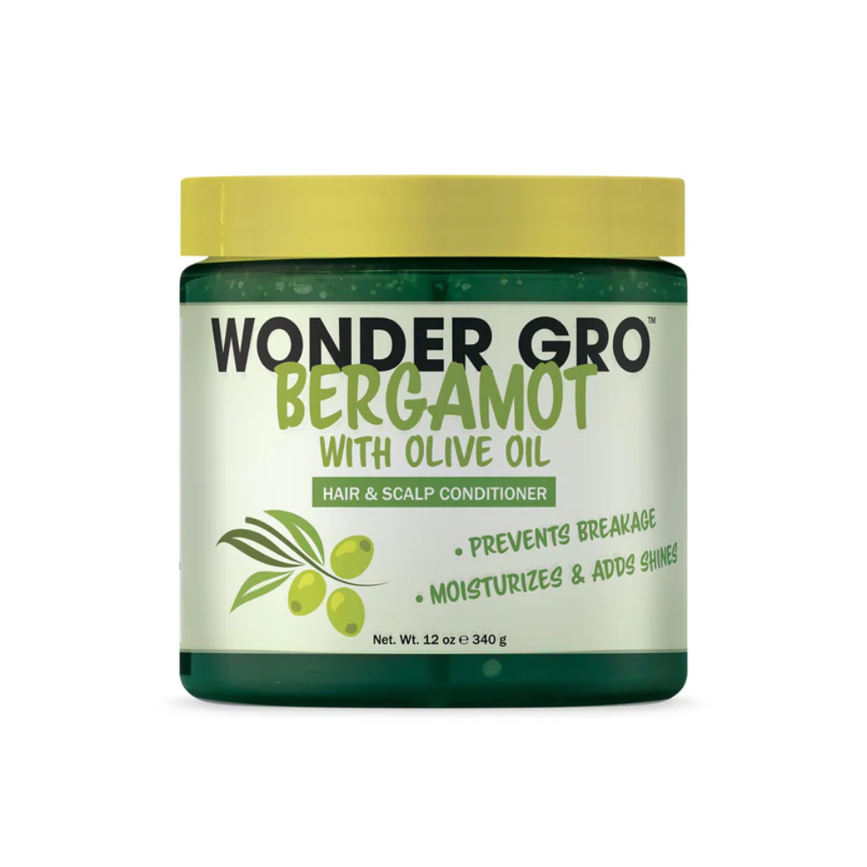 Wonder Gro bergamot with olive oil hair and scalp conditioner hydrates and strengthens hair 