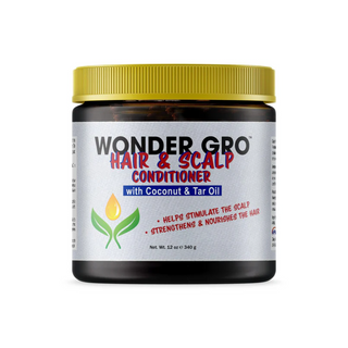 Wonder Gro coconut and tar oil hair and scalp conditioner hydrates and soothes scalp 🥥