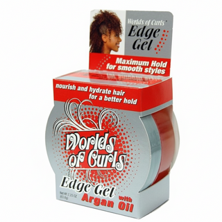 worlds of curls edge gel argan oil 63.8g maximum hold smooth edges control no flakes
