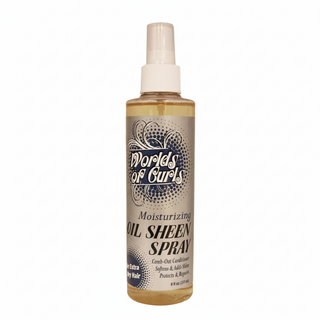 worlds of curls moisturizing oil sheen spray 237ml extra dry hair care hydrate shine detangle frizz control