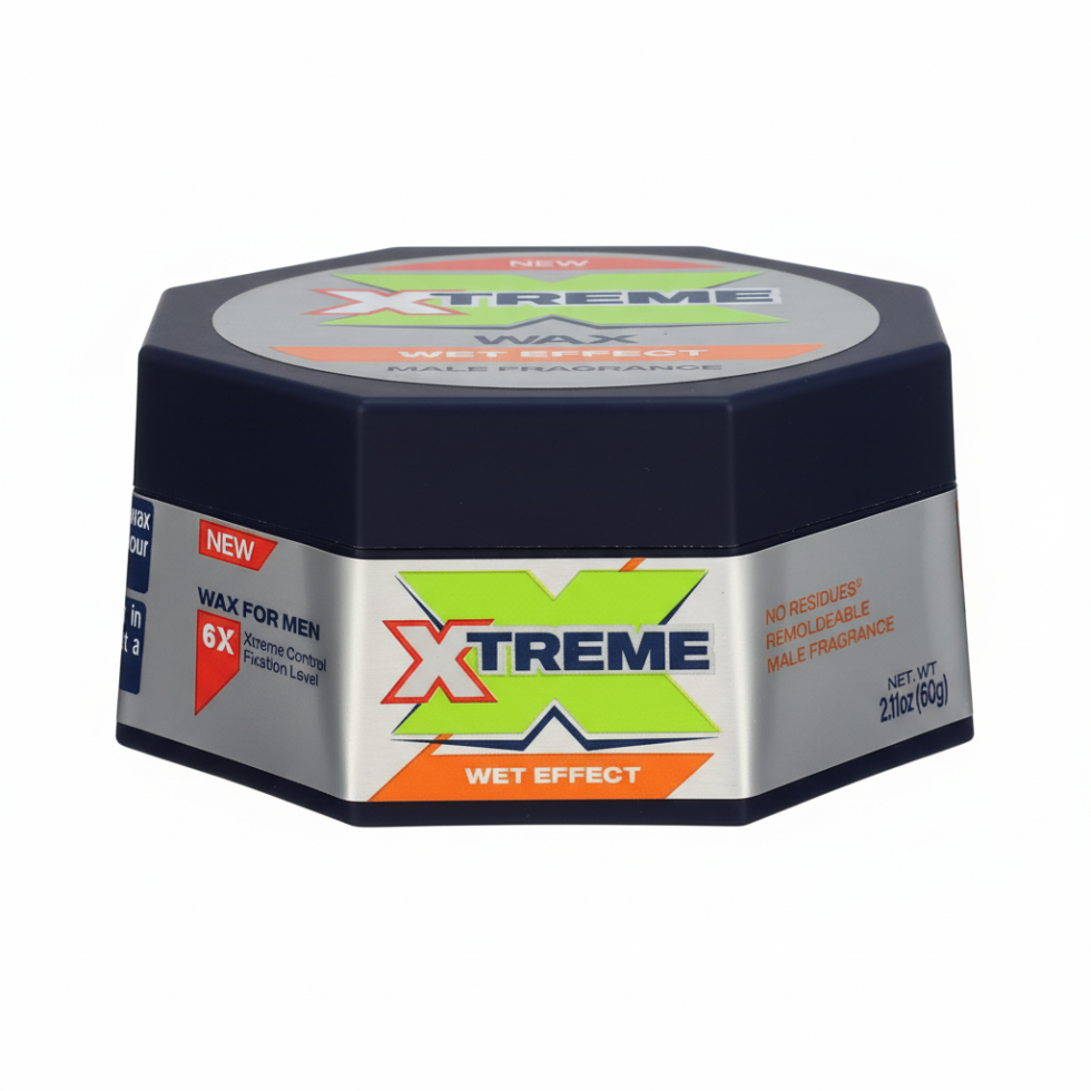 xtreme wax wet effect 60g strong hold mens hair styling shiny finish