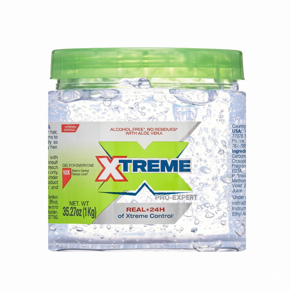 xtreme pro expert 24h control hair gel 1kg alcohol free strong hold professional styling shine