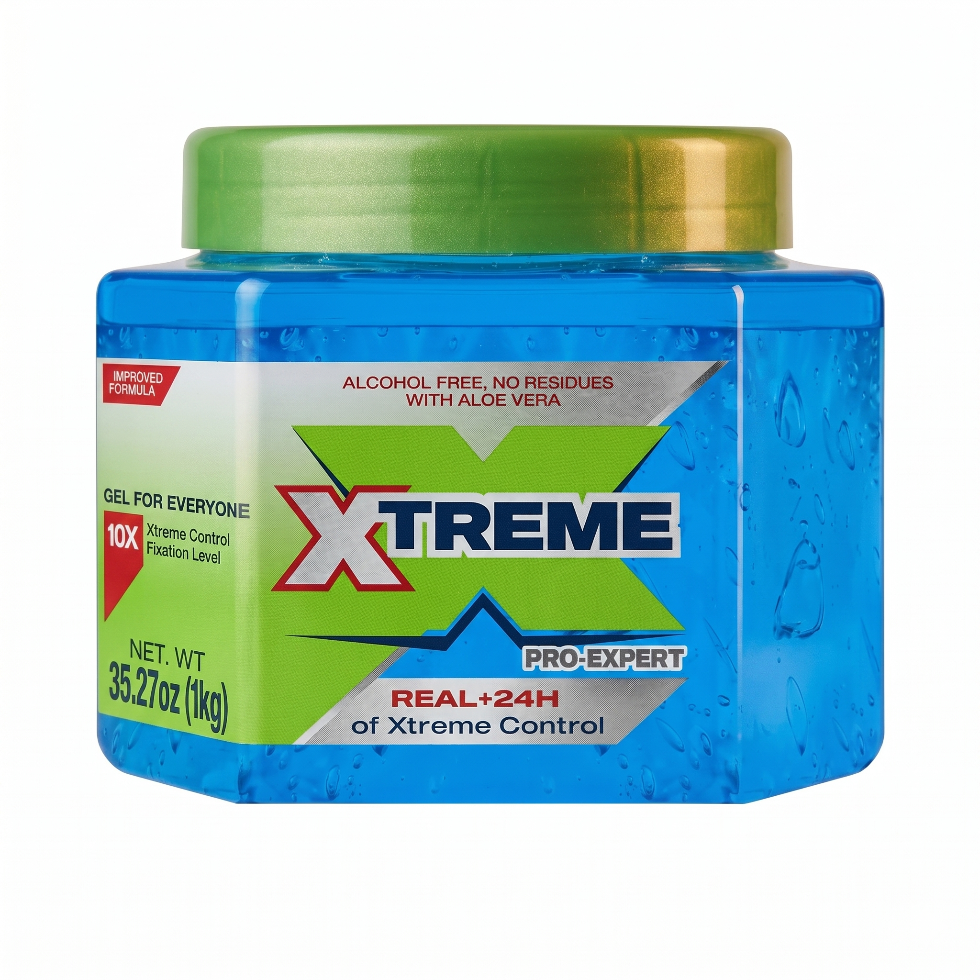 xtreme pro expert blue hair gel 1kg strong hold alcohol free shine frizz control styling gel