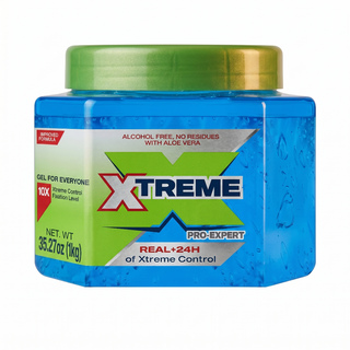 xtreme pro expert blue hair gel 1kg strong hold alcohol free shine frizz control styling gel