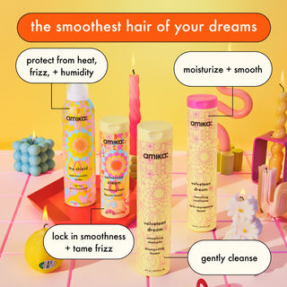 amika velveteen dream smoothing conditioner 275ml frizz control hair conditioner for smooth silky soft salon finish hair care product
