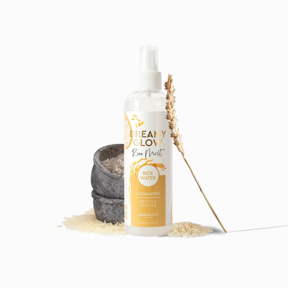 absolute new york dreamy glow rice mist 250ml hydrating skin and hair mist rice water spray lightweight refreshing glow face hair mist