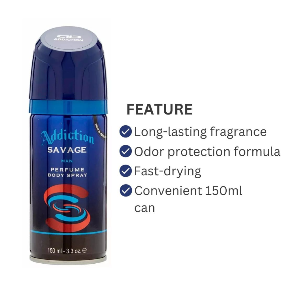 addiction savage body spray men 150ml long lasting fresh scent masculine fragrance deodorant spray for daily use