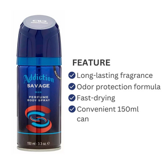 addiction savage body spray men 150ml long lasting fresh scent masculine fragrance deodorant spray for daily use