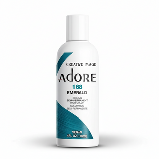 Adore Semi-Permanent Hair Color 168 Emerald 118ml bold rich green hair dye UK, ammonia-free, long-lasting vibrant shade for all hair types
