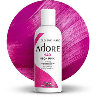 adore semi permanent hair color 140 neon pink 118ml bold vibrant pink hair dye for shiny soft and healthy looking hair