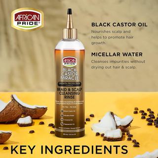 African Pride Black Castor Miracle Braid & Scalp Cleansing Rinse 355ml- Detox & Refresh