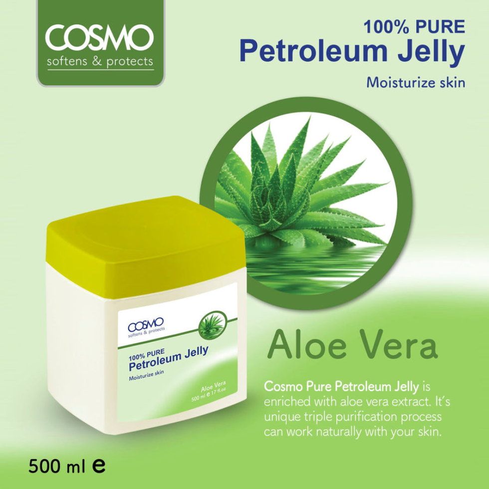 Cosmo aloe vera petroleum jelly 500ml deep hydration and skin protection soothing moisturizing cream