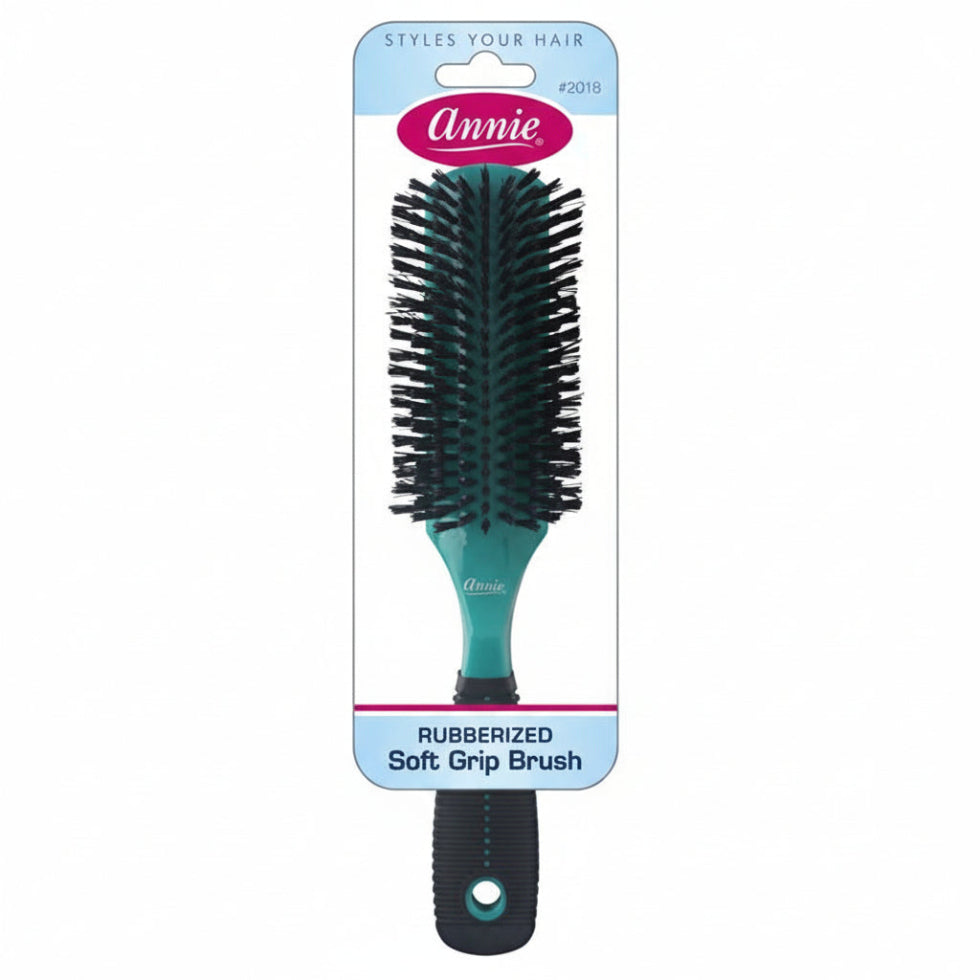 annie rubberized soft grip brush 2018 detangling styling hair brush with soft flexible bristles ergonomic handle for smooth frizz free polished hair care styling