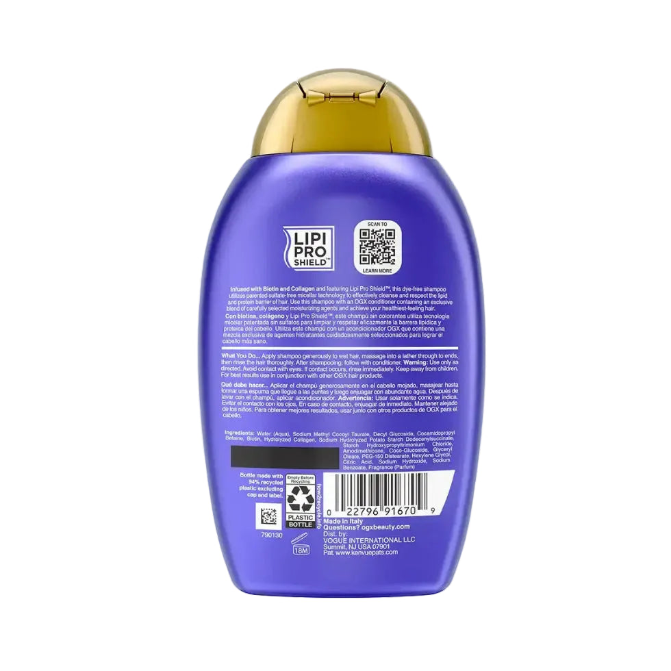 ogx biotin and collagen shampoo 385ml thick volumizing hair care adds body strength shine fuller looking hair shampoo for fine hair