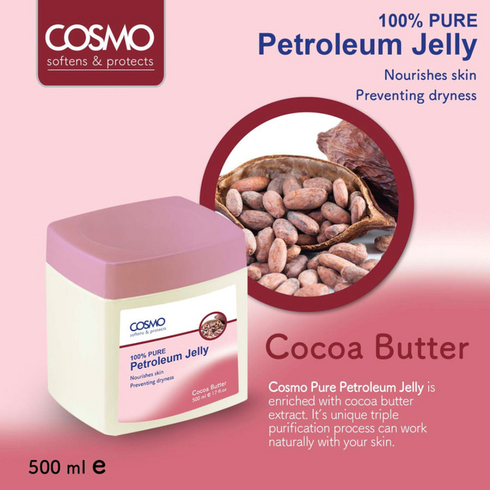 Cosmo cocoa butter petroleum jelly 500ml deep hydration and soft skin moisturizing care cream