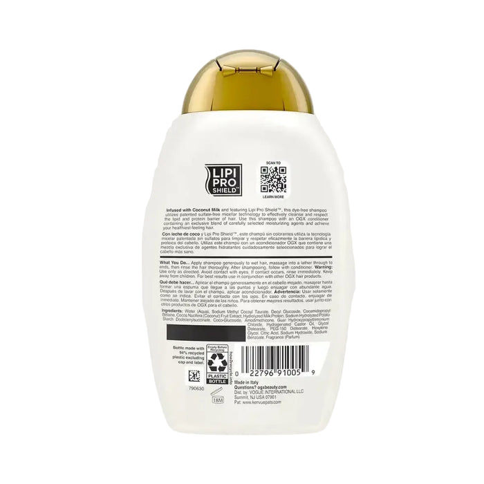 OGX Coconut Milk Shampoo 385ml | Hydrate Restore Strengthen Dry Hair Care