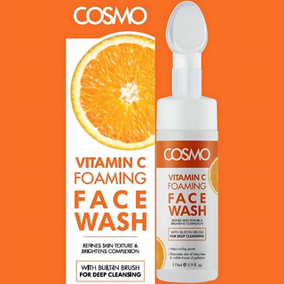 Cosmo Vitamin C Foaming Face Wash 175ml- Brightening Cleanser with Deep-Clean Brush