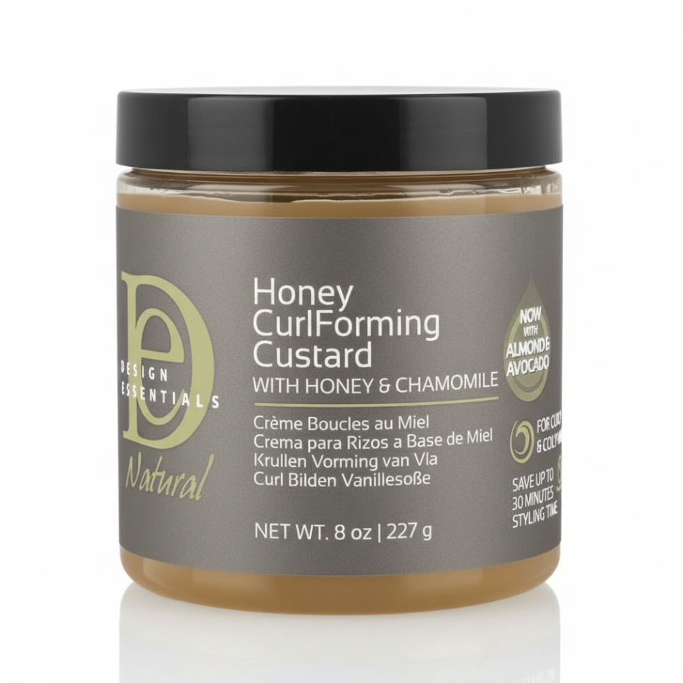design essentials almond avocado honey curl forming custard 12oz frizz free curl defining styling cream for soft shiny natural curls and coils