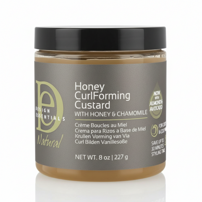 design essentials almond avocado honey curl forming custard 12oz frizz free curl defining styling cream for soft shiny natural curls and coils
