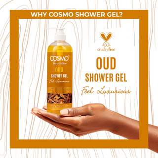 COSMO Temptation Oud Shower Gel 1000ml- Luxurious Deep Cleanse & Long-Lasting Oud Aroma